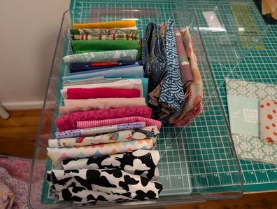 Sewing room storage makeover with Kmart's smooth and shiny plastic bins