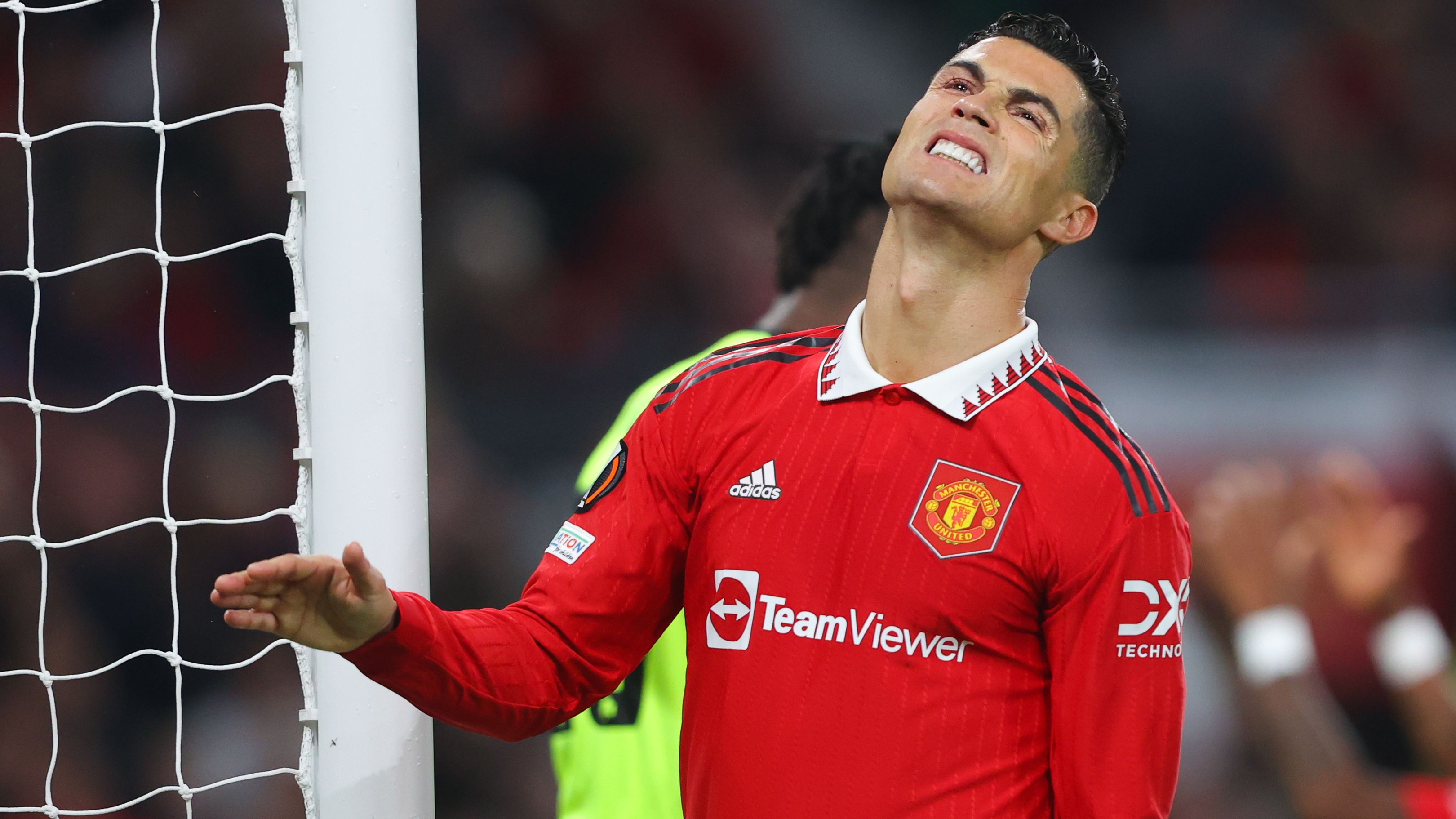 Cristiano Ronaldo of Manchester United looks dejected.