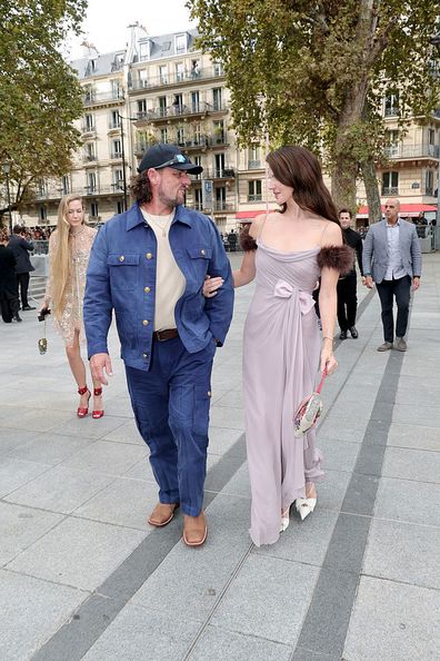 PARIS, FRANCE - OCTOBER 05: Jeremy Dufrene and Lana Del Rey attend Valentino show as part of Paris Fashion Week on October 05, 2025 in Paris, France. (Photo by Jacopo M. Raule/Getty Images for Valentino)