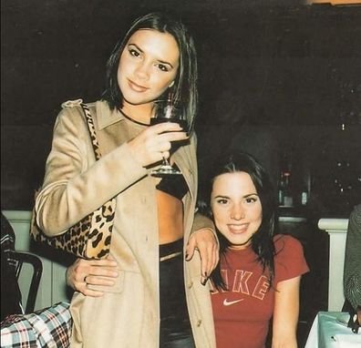 Victoria Beckham and Melanie Chisholm, Mel C, together during the Spice Girls days.