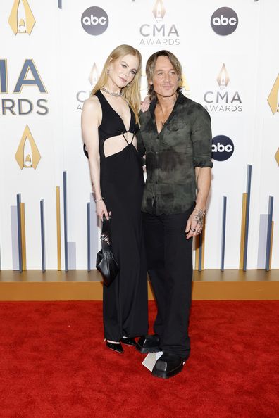 NASHVILLE, TENNESSEE - NOVEMBER 08: EDITORIAL USE ONLY (L-R) Nicole Kidman and Keith Urban attend the 57th Annual CMA Awards at Bridgestone Arena on November 08, 2023 in Nashville, Tennessee. (Photo by Jason Kempin/Getty Images)
