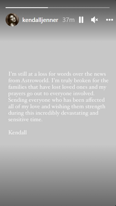 Kendall Jenner pays tribute to Astroworld victims on Instagram