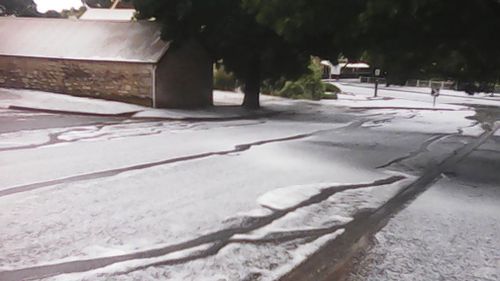 Hail lined the roads in part of South Australia this week.