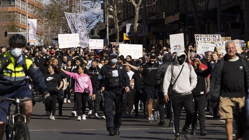 A man who threw pepper at police during an anti-lockdown protest in Sydney last month has avoided being sent to jail.