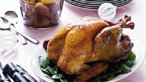 Roast turkey with cranberry and macadamia stuffing