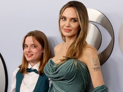 Vivienne Jolie-Pitt and Angelina Jolie attend the 77th Annual Tony Awards at David H. Koch Theater at Lincoln Center on June 16, 2024