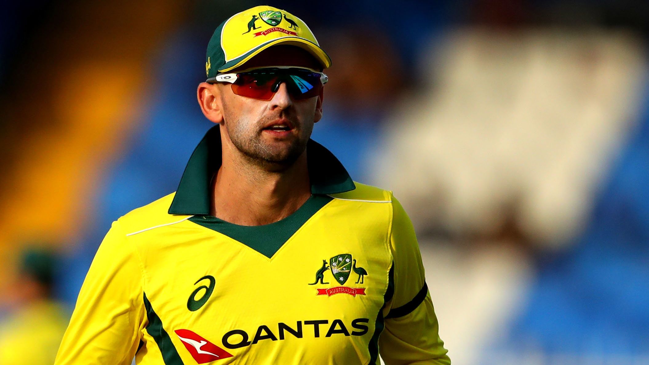 Nathan Lyon pictured in a one-day international in 2019.