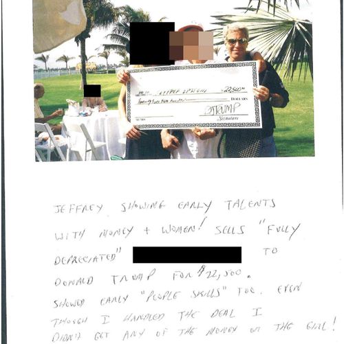 Jeffrey Epstein'ın doğum günü kitabından bir sayfa.