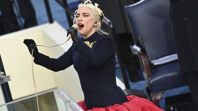 Lady Gaga sings the U.S. National Anthem at the beginning of the swearing in ceremony for the 59th Presidential Inauguration at the U.S. Capitol for President-elect Joe Biden in Washington, Wednesday, Jan. 20, 2021