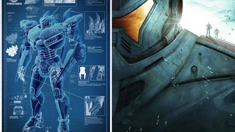 The blueprint for an Australian robot; The poster for Guillermo del Toro's Pacific Rim.