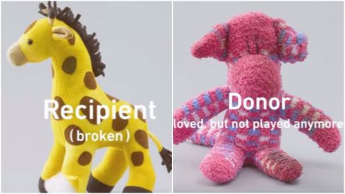 Old toys are used to give a new lease on life to broken toys, educating children about organ transplants. (Second Life Toys)