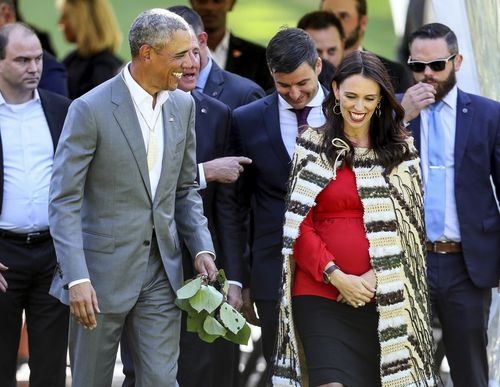 Barack Obama met with New Zealand Prime Minister Jacinda Ardern during his three-day visit. (AAP)