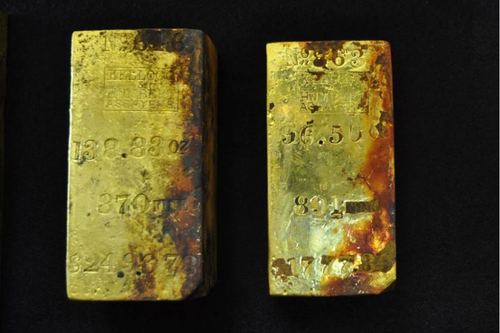 Thompson found coins that were minted from gold bricks found on the S.S Central America.