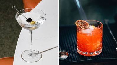Stock images of a martini and an americano cocktail.