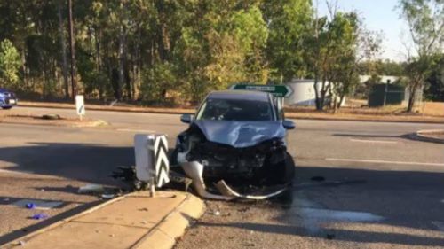 The car was badly damaged in the crash. Picture: Supplied