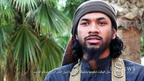 In the video, Prakash urges Australian Muslims to carry out attacks on home soil. (9NEWS)