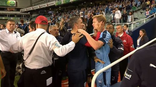 Sydney player Matt Simon was the first to react to the incident.