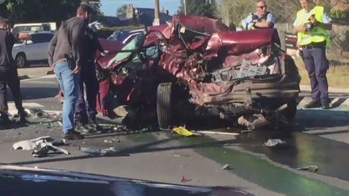 O﻿ne person has died and two people are fighting for life after a six car crash on Blaxland Road and First Avenue in Eastwood.