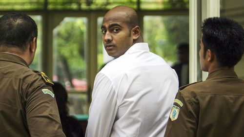 Myuran Sukumaran is led away from court in 2005. (AAP)