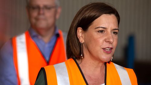 Queensland Opposition Leader Deb Frecklington and Prime Minister Scott Morrison visits the Neumann Steel Fabrication on the Gold Coast.