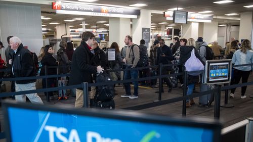 Departing flights from Philadelphia and Newark are delayed between an hour and an hour and 15 minutes, and LaGuardia departures delayed between 15 and 30 minutes, the FAA said.