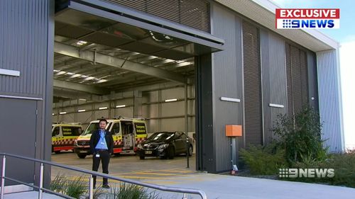 Security outside a NSW Ambulance station.