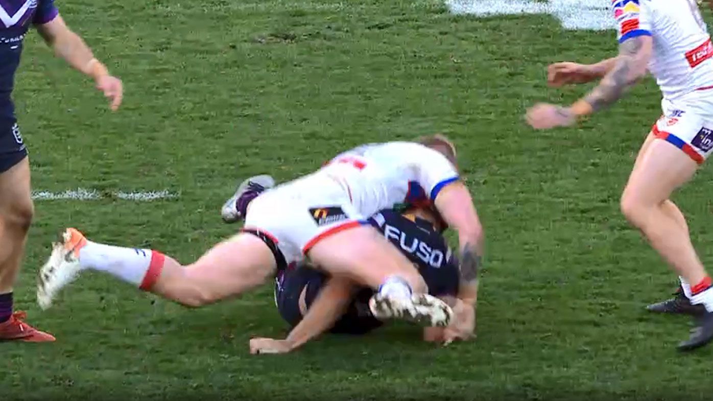 Crusher tackle on Hughes
