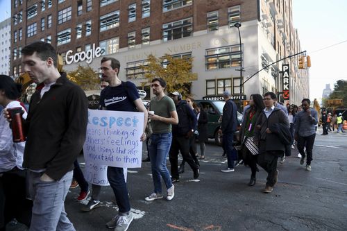 Biibled as a 'Walkout for Real Change', the protests come a week after reports of alleged sexual misconduct by Android software creator Andy Rubin.