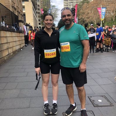 Gabby Oehlmann with her dad at City2Surf