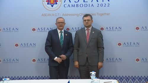 Prime Minister Anthony Albanese and Ukraine's Foreign Minister Dmytro Kuleba at the ASEAN summit.