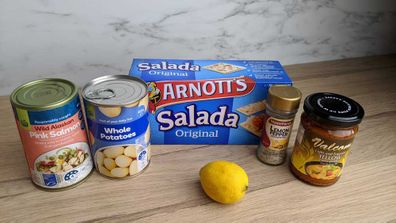 Pantry ingredients for fish cakes