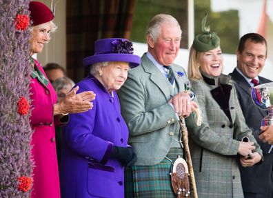 The couple with Camilla, Duchess of Cornwall, Queen Elizabeth II and Prince Charles, at the 2019 Braemar Highland Games on September 7, 2019 in Scotland. 