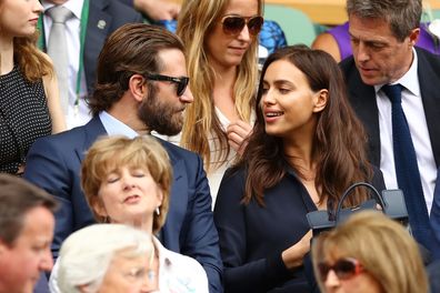 Bradley Cooper and Irina Shayk pictured on day thirteen of the Wimbledon Lawn Tennis Championships at the All England Lawn Tennis and Croquet Club on July 10, 2016 in London, England. (Photo by Julian Finney/Getty Images)