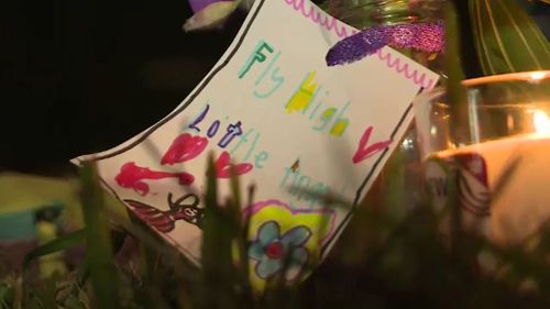 Heartwarming messages were left for Indie at the vigil last night. Picture: 9NEWS