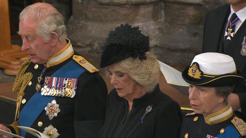King Charles III, Camilla, Queen Consort and Anne, the Princess Royal.