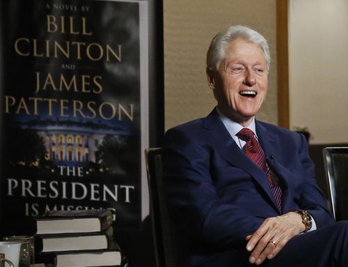 Former US president Bill Clinton is spruiking his new book The President Is Missing. Picture: AAP