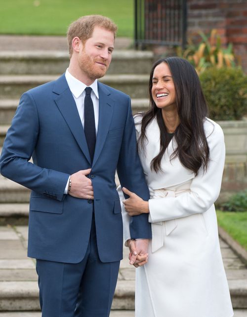 Prince Harry and Meghan Markle are all smiles following the announcement of their engagement. (AAP)