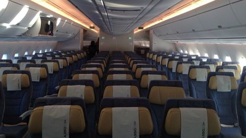 Economy seating offers nearly 13cm of extra space compared to similar aircraft. (9NEWS reporter Airlie Walsh via Twitter)