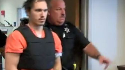 Screenshot of Brandon Clark, the man accused of killing 17-year-old Bianca Devins, entering court.