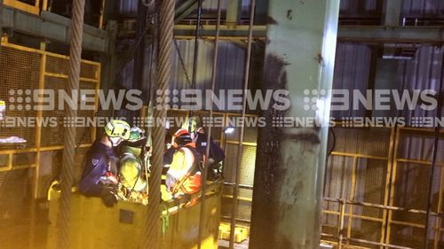 The pair were trapped 160m down a 500m mine shaft near Picton south of Sydney. (9NEWS)