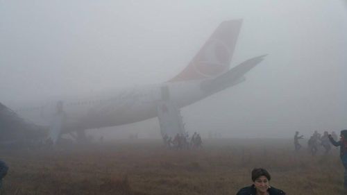 The runway was slippery after two days of rain and heavy fog. (Twitter, @neilpande)