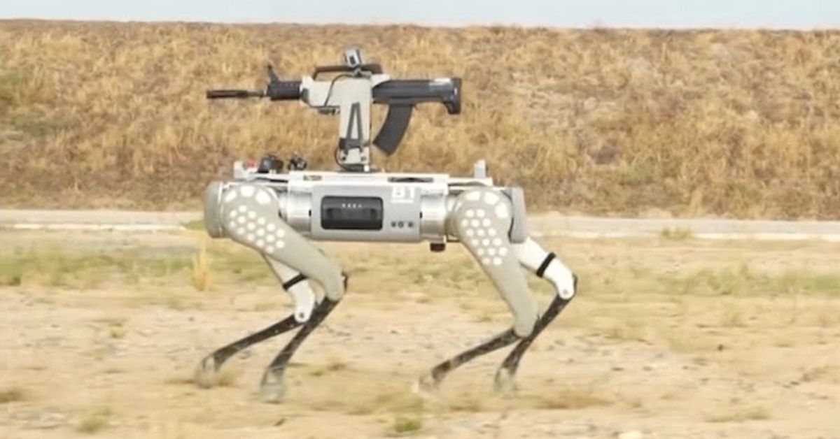 China shows off armed ‘robot dog’ during military drills