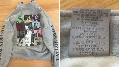 Taylor Swift Eras Tour jumper care instructions on tag