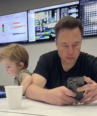 Elon Musk and son X whom he shares with Grimes. 