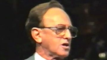 Frank Houston, pictured preaching during his career as a pentecostal pastor, is subject to sex abuse claims. (9NEWS)