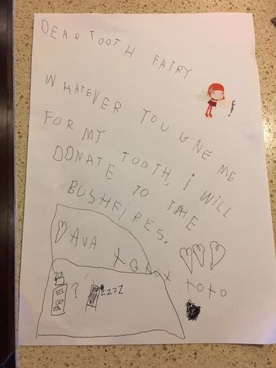 A beautiful handwritten note for the tooth fairy. 