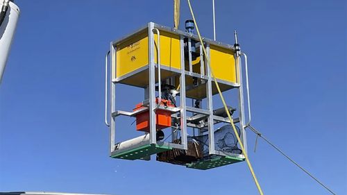 The deep-sea lander complete with a yabby trap used to search the deep Indian ocean. 