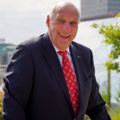 King Harald of Norway's official portrait for his 87th birthday on February 21, 2024