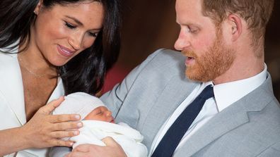 The Duke and Duchess of Sussex with their baby son, who was born on Monday morning.