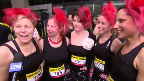 Some chose to battle the vertical climb in colourful costumes. (9NEWS)